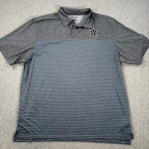 Vanderbilt Commodores Champion Short Sleeve Polo Shirt Mens 2XL Gray Blue Stripe